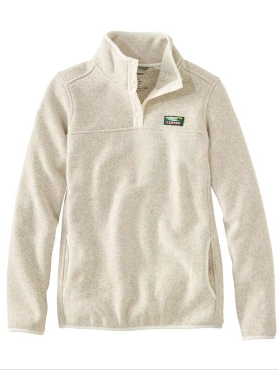 L.L. Bean Sweaters - L.L. Bean Women’s Sweater Ivory Zip-Neck Fleece Pullover Large Regular